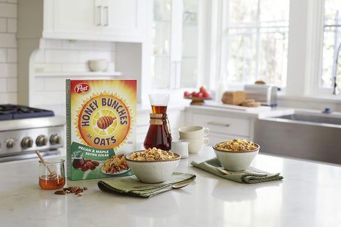 12 OZ (Pack 2) Post Honey Bunches of Oats Maple and Pecans Breakfast Cereal, Honey Oats Cereal with Maple Flavor