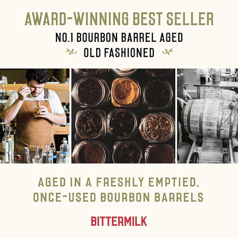 Bittermilk Single Serve No.1 Bourbon Barrel Aged Old Fashioned Mix – Cocktail Bitters Set - Mini Mixers, 5-Pack