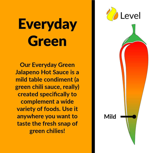 Everyday Green Jalapeno Pepper Hot Sauce by Fat Cat Gourmet | All Natural | Flavorful, Fresh and Versatile | Enhances Everyday Foods | Mild Heat | Gluten Free, Vegan & Keto Friendly | 1 Bottle