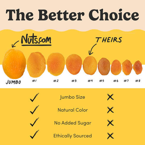 2 Nuts.com Dried Apricots Turkish No Sugar Added, Healthy Fruit Snack for Adults & Kids Naturally Plump & Juicy, Good