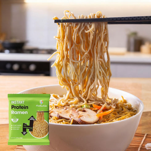6 Pack 30g Hethstia High Protein Ramen Plain, Instant Ramen Noodles Plant Protein, Vegan, Non-Fried, Non-GMO