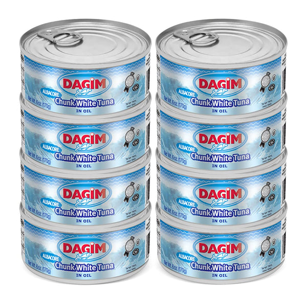 Dagim Chunk White Albacore Tuna in Oil Kosher Certified, Canned Tuna Fish, 6