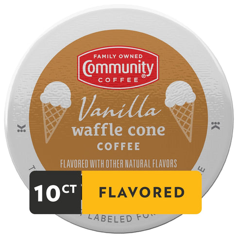 Community 10 Count 2.0 10 Count (Pack 1) Coffee Vanilla Waffle Cone Ice Cream Flavored, Coffee Pods, Compatible
