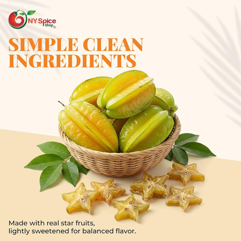5 NY Spice Shop Dried Star fruit - Pound Dehydrated starfruits Snacking - Chewy dried star fruit for Baking Smoothies