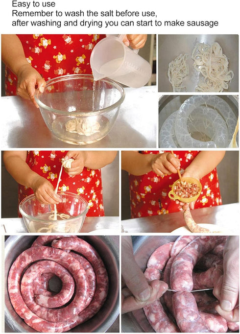 Xcello 42 44mm Sausage Casings, to Edible Salted Sausage Casings for Making Bratwurst Bockwurs and Italian Sausages