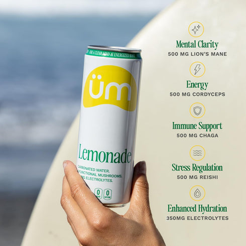 (12 Pack) Sparkling Adaptogen Drink with Lions Mane, Cordyceps, Reishi & Chaga Mushrooms + Electrolytes l No Sugar