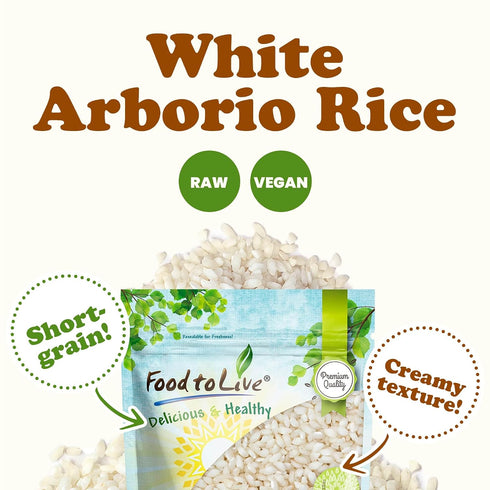 10 Food to Live Italian Arborio Rice, Pounds Short Grain White Rice, Superfino Grade, Vegan, Kosher, Bulk, Ideal