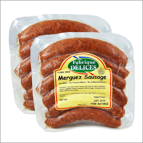 Fabrique Delices Spicy Lamb Sausages - Merguez Sausages - 100% Lamb - Pork-Free -
