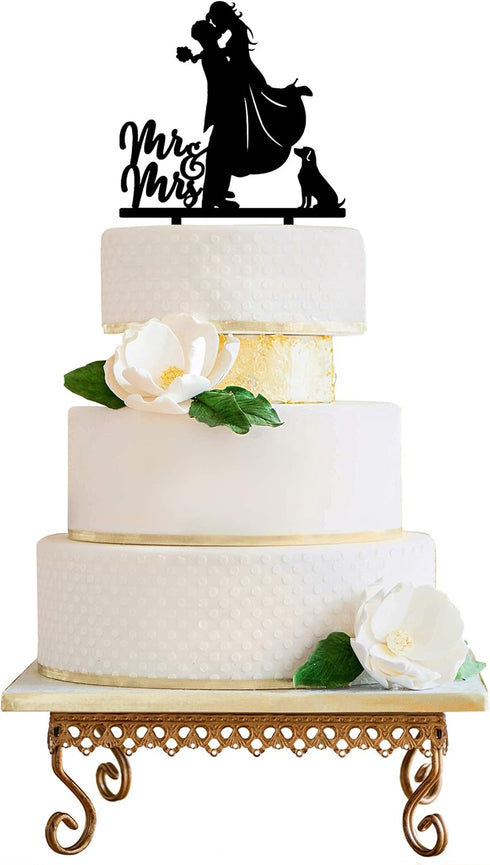 LOVENJOY 5.3" Wedding Cake Topper with Dog, Gift-Boxed for Celebrations