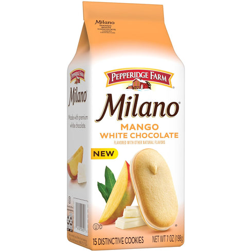 7 Oz Pepperidge Farm Milano White Chocolate Mango Flavored Cookies, Bag