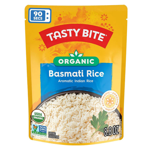 8.8 (Pack 6) Tasty Bite Organic Basmati Rice, Microwaveable Cooked Rice, Ounce