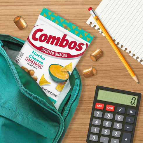 Packs, 6.3-Ounce (Pack 12) COMBOS Cheese Snacks - Nacho Cheese Snack Baked Cracker Snack, Bulk Bag