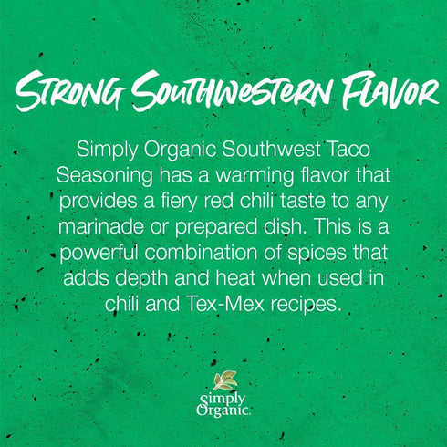 Simply Organic Certified Organic Southwest Taco Seasoning | 1.13 oz | Pack of 3