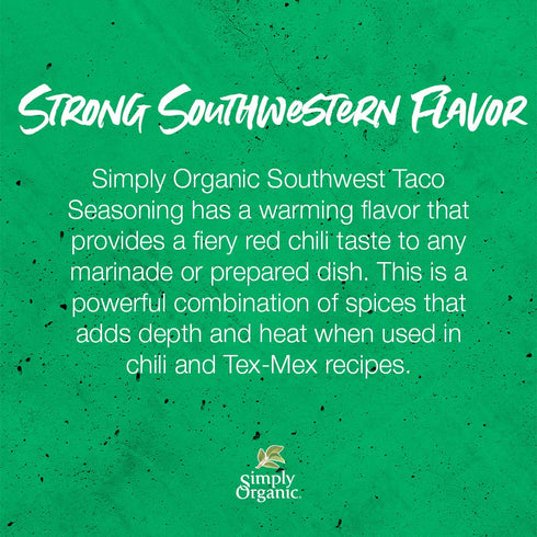 Simply Organic Southwest Taco Seasoning, 1.13 Ounce, 12 Pack - Certified Organic, Kosher