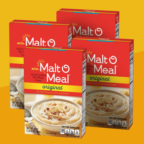 28 (Pack 4) Malt-O-Meal, Original Malt-O-Meal Hot Breakfast Cereal, Quick Cooking, Ounce Box