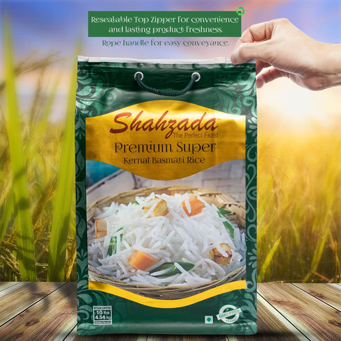 (10 Lbs.) 10 Packing Shahzada Premium Basmati Rice Aromatic Basmati, AGED, Flavorful, Slender |Non-Sticky Grain