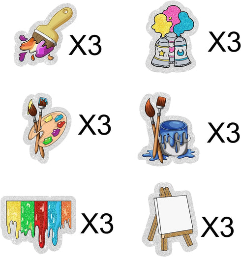 Slime Cupcake Toppers 18 pcs - Painting Themed Art Happy Birthday Decor for Boy Girl Party Supplies