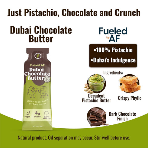 Fueled by AF 8 (8 oz (8 (Pack 8), Fueled AF Vegan, Keto, and Paleo Friendly, Pouches each) Ounce of Dubai Chocolate