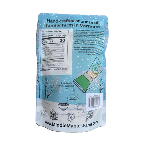8oz Vermont Pure Organic Coarse Maple Sugar Chunks, Product of USA, from Middle Maples Farm, resealable pouch, Use as