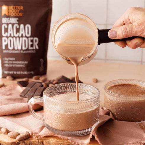 32 2 lb BetterBody Foods Organic Cacao Powder, Unsweetened, Rich Chocolate Flavor, Non-GMO, Gluten-Free, Ounce, bag