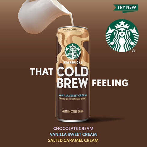 11 oz (12 Pack), Starbucks Cold Brew Coffee, Vanilla Sweet Cream, fl Cans Premium Coffee Drink, Iced Coffee