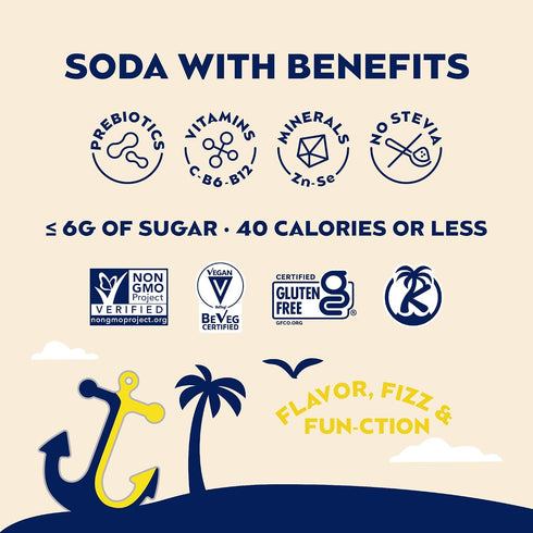 5g 11.5 oz (12 Pack) SunSip Prebiotic Soda by Health-Ade, Better-for-You Soda Swap, Beverage with Vitamins & Minerals