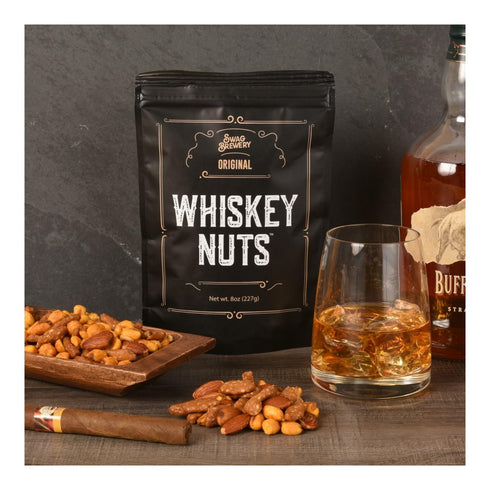 Whiskey Nuts - Gourmet Mix of Slightly Sweet and Salty Almonds, Peanuts, Corn Nuts, & Honey Roasted Sesame Sticks That