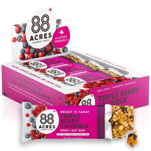 88 Acres Granola Bars, Triple Berry Crumble, 12 Count, School Safe, Allergen