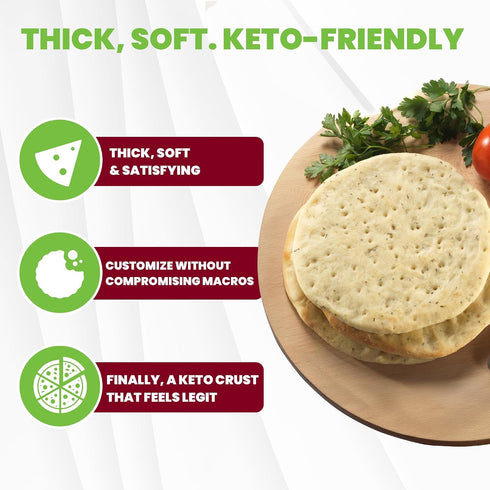 7.5" 12-Count., (4-Packs 3) WiO SmartFoods Pizza Crusts, Low-Carb, Protein-Rich Pizza Dough, Keto-Friendly, Fat-Free
