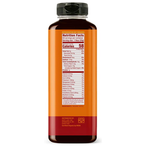 3 lb 1 100% Date Lady Date Syrup Squeeze Bottle | ingredient: Organic Dates. Vegan, Paleo, Gluten-free & Kosher | Also