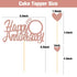 Sumerk Rose Gold Glitter Happy Anniversary Cake Topper, 13PCS Cake Decorations Set for Celebration Party