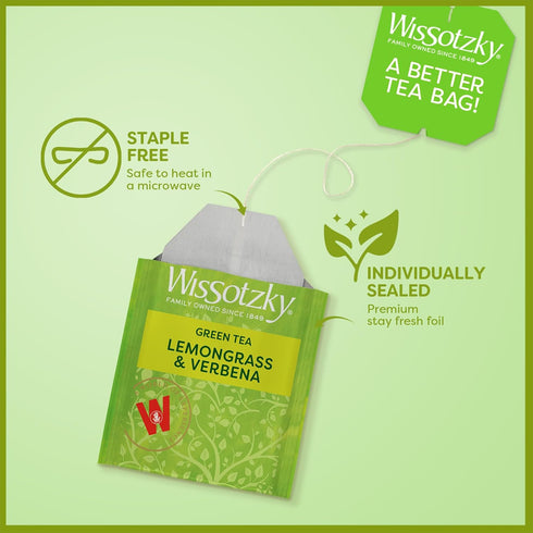 Wissotzky Lemongrass & Verbena Green Tea - 20 Tea Bags | Soothing Aroma | Antioxidant Rich