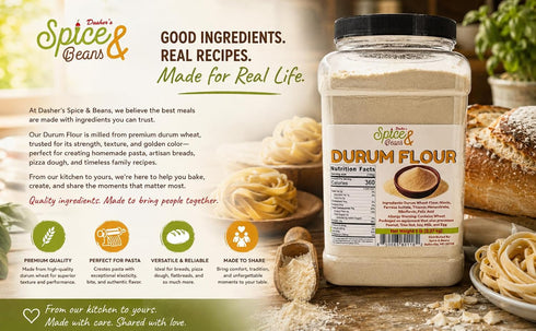 5 lb Durum Flour | Premium Durum Wheat Flour for Homemade Pasta, Bread & Pizza Dough | Extra Fancy Fine Ground Baking