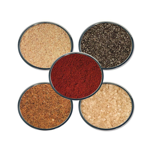 Chef Cherie Set 5 (1 Smoky Spice Gift - Contains: Plastic Jars each of: SMK Sea Salt, Smoke Pepper, Smoked Spanish