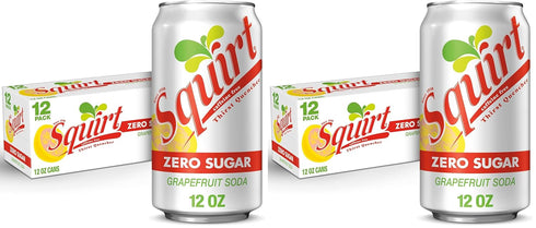 Squirt Zero Sugar Grapefruit Soda, 12 fl. oz. Cans, 12 Pack (Pack of