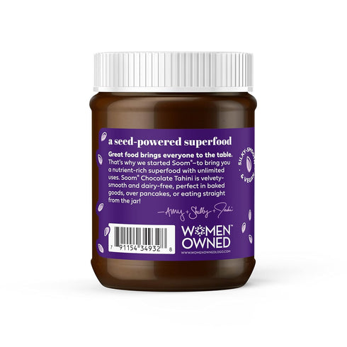 Soom Foods Chocolate Sesame Spread - 12oz (2 Pack) | Low Sugar, Dairy-Free, Nut-Free, Gluten-Free, Palm Oil-Free, 5g