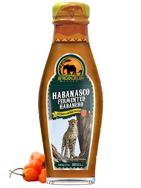 Habanasco Fermented Habanero Hot Sauce, 5 fl oz Glass Bottle by African Dream Foods | All-Natural Vinegar