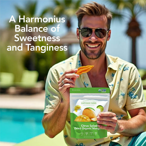 2.8oz, 4 Pack Earthside Farms Citrus Splash Dried Organic Mangoes, No Sugar Added, Gluten-Free, Vegan Snack Naturally