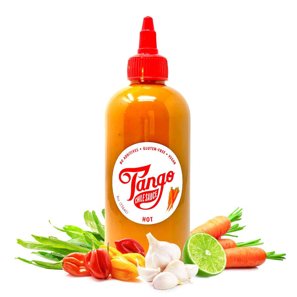 Hot Tango Scotch Bonnet & Habanero Heat Carrot-Based Hot Sauce Vegan, Gluten-Free,