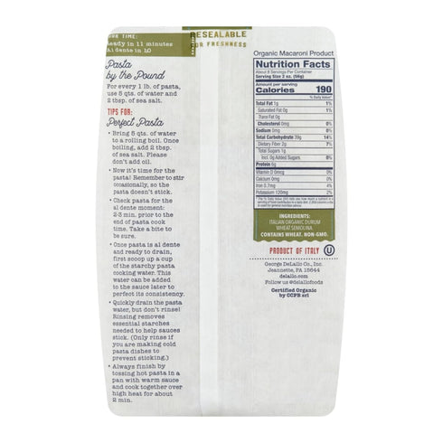 100% 16 oz (4 Pack) DeLallo Organic Penne Rigate Pasta, Made with Durum Wheat Semolina Flour, Made in Italy, Bronze