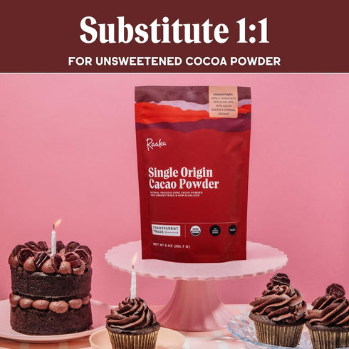 2LB Raaka Chocolate Organic Cacao Powder - Unsweetened, Non-Alkalized, Perfect for Baking, Substitute for Cocoa Powder