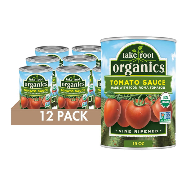 Take Root Organics Canned Organic Tomato Sauce, 15 oz Can (Pack of