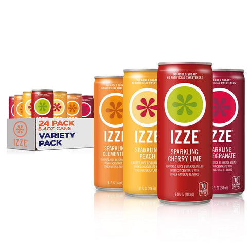 IZZE Sparkling Juice Beverage Blend, Sunset Variety Pack, Clementine, Peach, Cherry Lime,