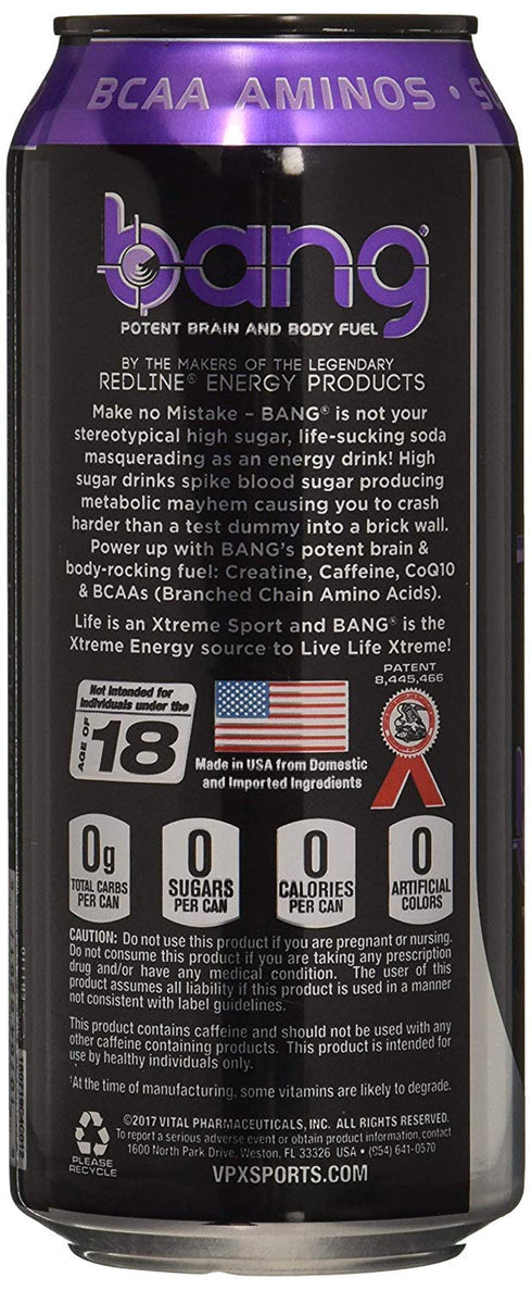 16-Ounce Pack 12 Bang Energy Purple Haze, Sugar-Free Energy Drink, |