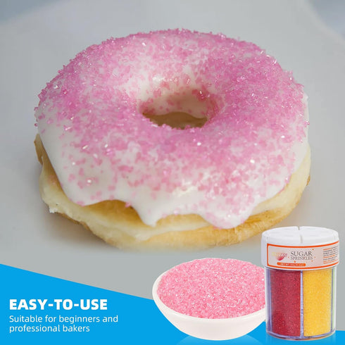KASVAN 9.2oz 6 Edible Sanding Sugar Sprinkles, Rainbow Sugar Sprinkles, Colors Pink Blue Purple Yellow Green Red
