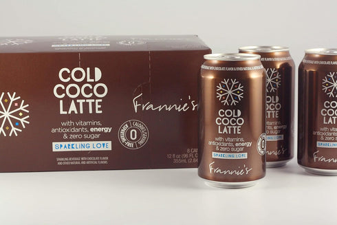 AmishTastes 12 Oz. (12 24)) Frannies Sparkling Cold Coco Latte, Protected With High-Density Foam, Ounce (Case