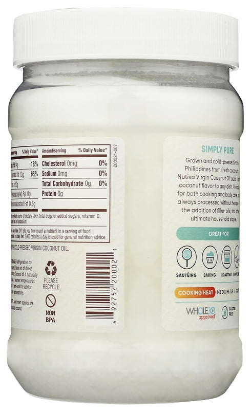 54 Oz Nutiva Coconut Oil Organic Extra Virgin