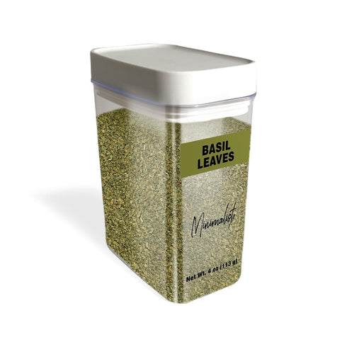 4 oz, Packaging Minimalist Basil Leaves, Cut & Sifted, Aromatic Cooking Herb, Reusable