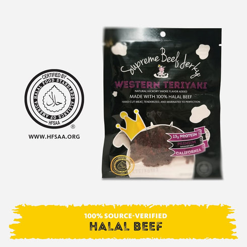 2.5 oz 2.5 Pack 1 Supreme Beef Jerky, Halal Beef Jerky, Zabiha Halal Certified Beef, Handcrafted Gourmet Meat Snacks