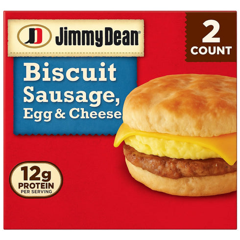 JIMMY DEAN At The Neighborhood Corner Store JIMMY DEAN BREAKFAST SANDWICH SAUSAGE, EGG & CHEESE BISCUIT 9 OZ PACK